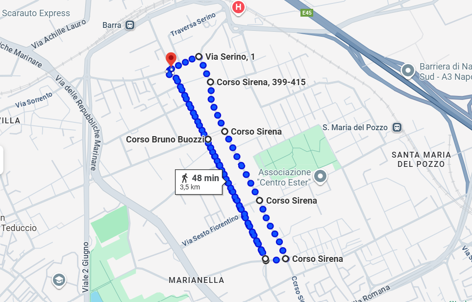 mappa percorso festa dei gigli barra 2025